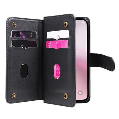 SKALO iPhone 16e KT 10-Lokeroa Lompakkokotelo - Musta