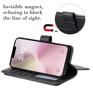 SKALO iPhone 16e KT 10-Lokeroa Lompakkokotelo - Musta