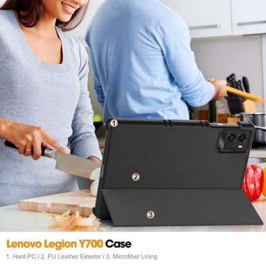 SKALO Lenovo Legion Tab 3rd Gen Trifold Kotelo - Musta