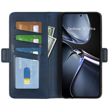 SKALO Asus Zenfone 12 Ultra 5G Premium ID Lompakkokotelo - Sininen