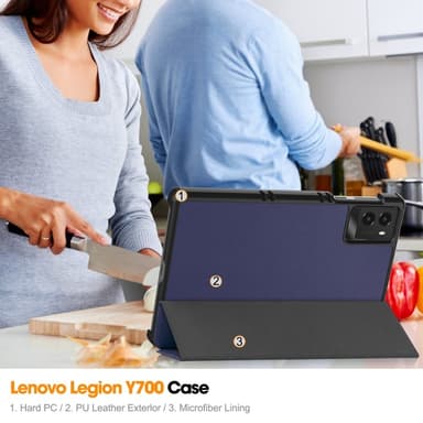 SKALO Lenovo Legion Tab 3rd Gen Trifold Kotelo - Tummansininen