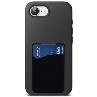 Silikonikuori korttitelineellä iPhone 16e - Musta