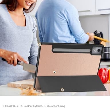 Lenovo Idea Tab Pro Case Tri-Fold jalustan suojus kynätelineellä - Rose Gold
