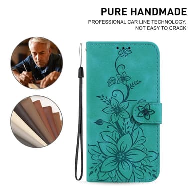 Xiaomi Redmi 14C 4G Suojakuori Lily Flower Imprint Nahkainen Puhelinsuojus Jalustalla
