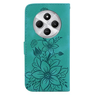 Xiaomi Redmi 14C 4G Suojakuori Lily Flower Imprint Nahkainen Puhelinsuojus Jalustalla