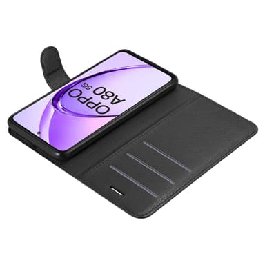 Oppo A80 Suojakuori Lompakkokotelo (Musta)