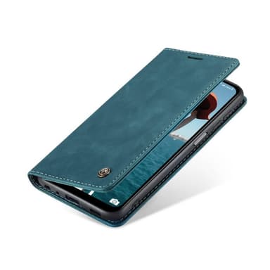 CASEME Retro Lompakkokotelo Samsung Galaxy A12 - Sininen