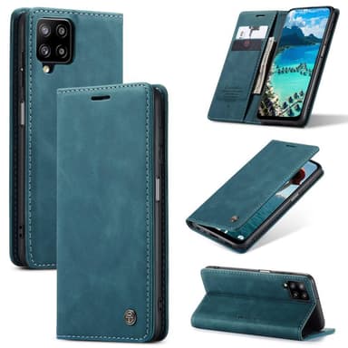 CASEME Retro Lompakkokotelo Samsung Galaxy A12 - Sininen