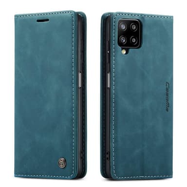 CASEME Retro Lompakkokotelo Samsung Galaxy A12 - Sininen