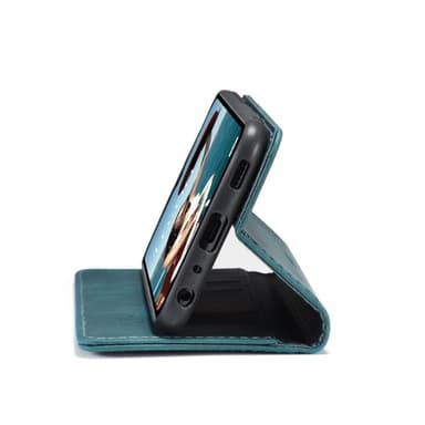 CASEME Retro Lompakkokotelo Samsung Galaxy A12 - Sininen