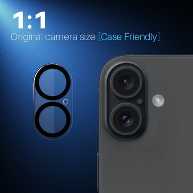 NORTHJO 2 kpl Kameran Linssinsuoja Mustilla Kehyksillä iPhone 16 / 16 Plus, HD Kirkas Karkaistu Lasi 3D Kattava Suoja