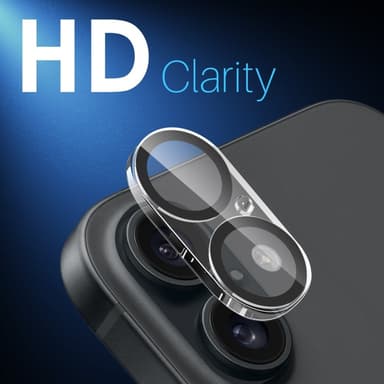 NORTHJO 2 kpl Kameran Linssinsuoja Mustilla Kehyksillä iPhone 16 / 16 Plus, HD Kirkas Karkaistu Lasi 3D Kattava Suoja