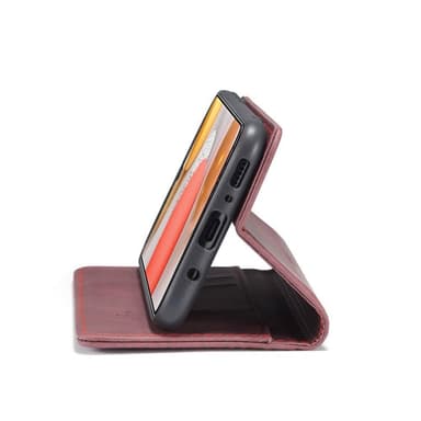 CASEME Retro lompakkokotelo Samsung Galaxy S21 Ultra Viinininpunaiselle