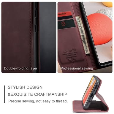 CASEME Retro lompakkokotelo Samsung Galaxy S21 Ultra Viinininpunaiselle
