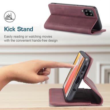 CASEME Retro lompakkokotelo Samsung Galaxy S21 Ultra Viinininpunaiselle