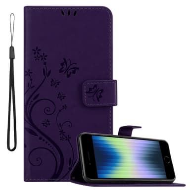 iPhone SE4 Suojakuori Lompakkokotelo Kukka (Violetti)