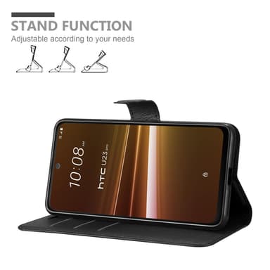 HTC U23 PRO Suojakuori Lompakkokotelo (Musta)