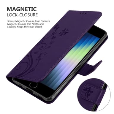 iPhone SE4 Suojakuori Lompakkokotelo Kukka (Violetti)