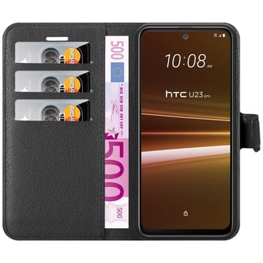 HTC U23 PRO Suojakuori Lompakkokotelo (Musta)