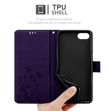 iPhone SE4 Suojakuori Lompakkokotelo Kukka (Violetti)