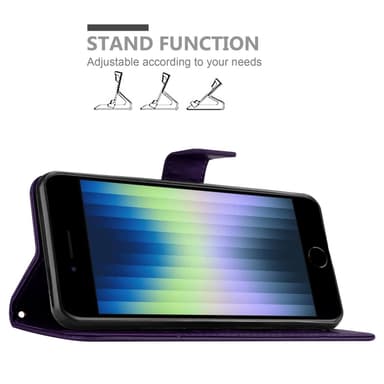 iPhone SE4 Suojakuori Lompakkokotelo Kukka (Violetti)