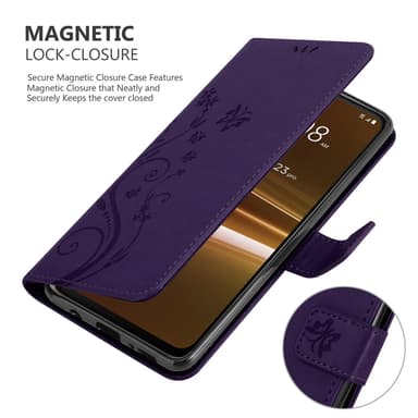 HTC U23 PRO Suojakuori Lompakkokotelo Kukka (Violetti)