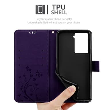 HTC U23 PRO Suojakuori Lompakkokotelo Kukka (Violetti)