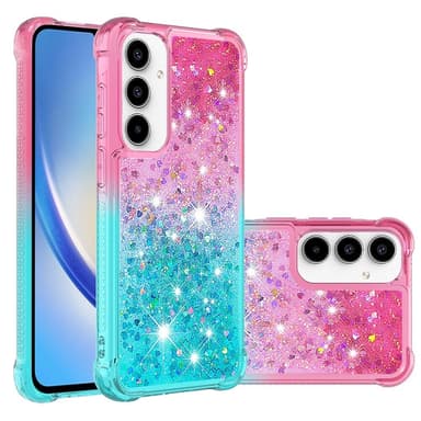 SKALO Samsung A36 5G Hiekka Glitteri Suojakuori - Pinkki-Turkoosi