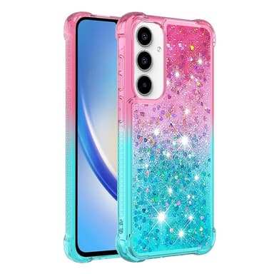 SKALO Samsung A36 5G Hiekka Glitteri Suojakuori - Pinkki-Turkoosi