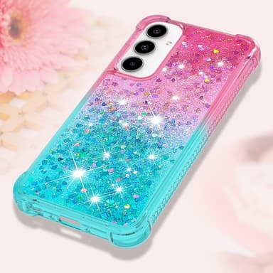 SKALO Samsung A36 5G Hiekka Glitteri Suojakuori - Pinkki-Turkoosi