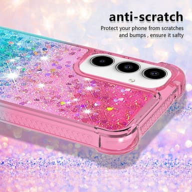 SKALO Samsung A36 5G Hiekka Glitteri Suojakuori - Pinkki-Turkoosi