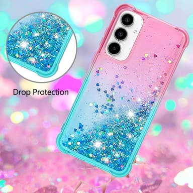 SKALO Samsung A36 5G Hiekka Glitteri Suojakuori - Pinkki-Turkoosi