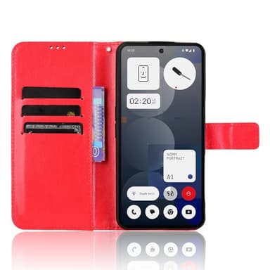 SKALO Nothing Phone (3a) Pro 5G PU-nahka Lompakkokotelo - Punainen - Punainen