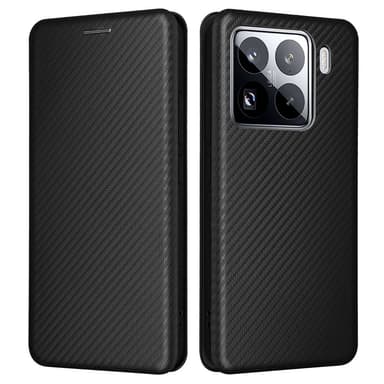 SKALO Xiaomi 15 Carbon Fiber Lompakkokotelo - Musta