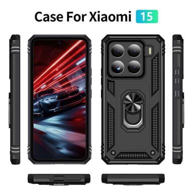 SKALO Xiaomi 15 Armor Metallirengas Suojakuori - Musta