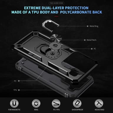 SKALO Xiaomi 15 Armor Metallirengas Suojakuori - Musta
