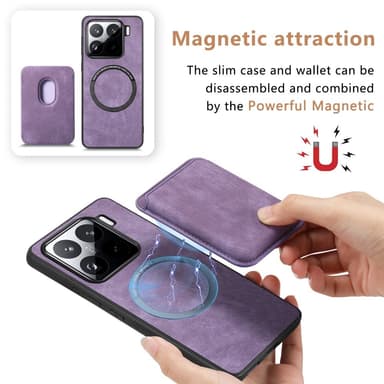 SKALO Xiaomi 15 PU-nahkainen magneettinen korttikotelo Suojakuori - Musta