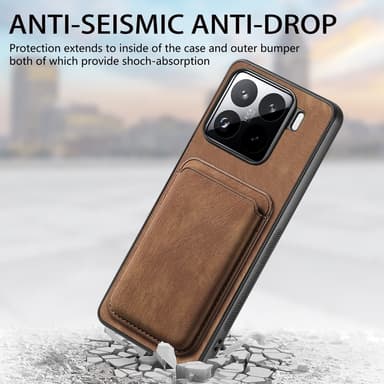 SKALO Xiaomi 15 PU-nahkainen magneettinen korttikotelo Suojakuori - Musta