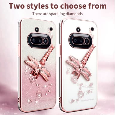 SKALO Nothing Phone (3a) 5G KADEM Dragonfly Glitter Suojakuori - Violetti