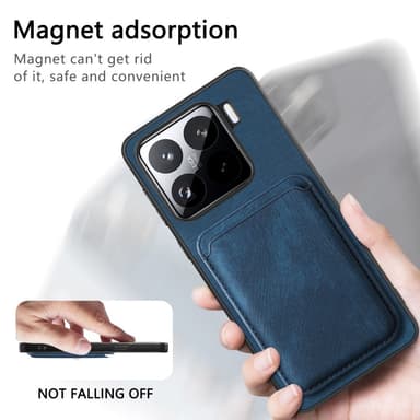 SKALO Xiaomi 15 PU-nahkainen magneettinen korttikotelo Suojakuori - Musta