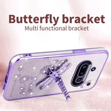 SKALO Nothing Phone (3a) 5G KADEM Dragonfly Glitter Suojakuori - Violetti