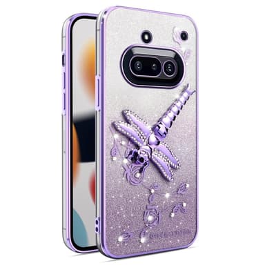 SKALO Nothing Phone (3a) 5G KADEM Dragonfly Glitter Suojakuori - Violetti