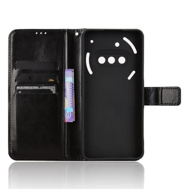 SKALO Nothing Phone (3a) 5G PU-nahka Lompakkokotelo - Musta - Musta