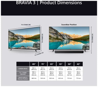 Sony 55” Bravia 3 4K LED älytelevisio (2025)