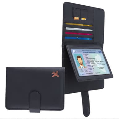 RFID-suojauspassipidikkeen matkalompakko, ohut passikotelo, jossa 4 korttipaikkaa Musta