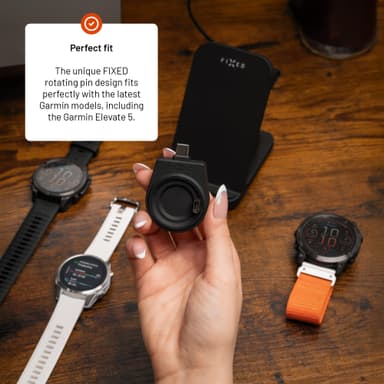 Fixed Garmin Watch langaton USB-C laturi (musta)